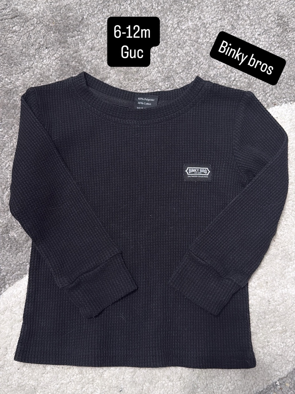 Binky Bros Black Long-Sleeve Waffle Knit Tee for Kids